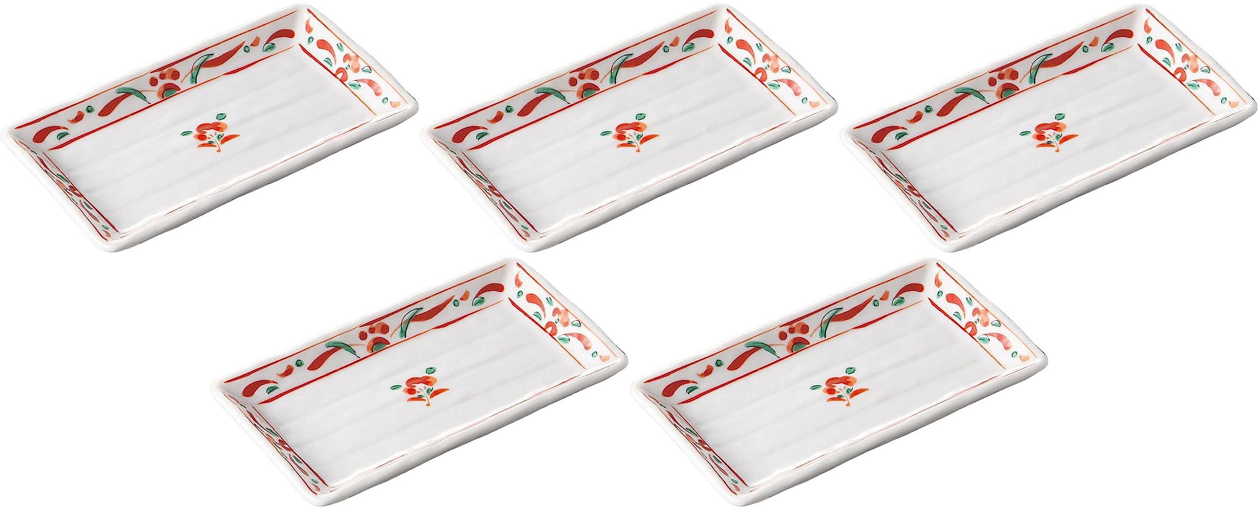 Amazon.co.jp: 5個セット 古典赤絵長角皿銘々皿 [17×9.4×2.1cm] 【銘々